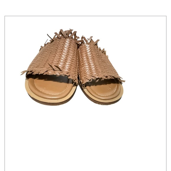 Michael Kors Dee Woven Leather Slides Brown Sandals Size 9M Open Toe - Picture 10 of 15